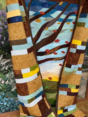 Autumn Sunset Partial Display of Back - Queen - Technique: Paper Pieced / Applique