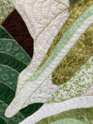 Victory Hosta Quilt Leaf Detail - 70 x 57 Cotton - Technique: Paper Piecing / Applique